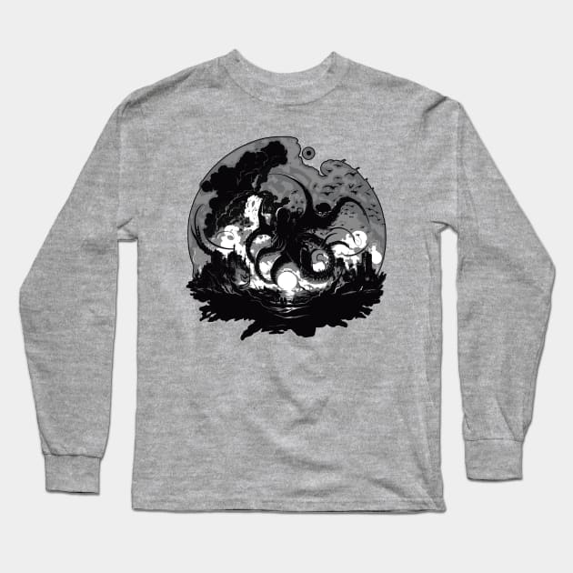 Octopocalypse: Sometimes a Tsunami Just isn't Enough III Long Sleeve T-Shirt by GozuDesigns